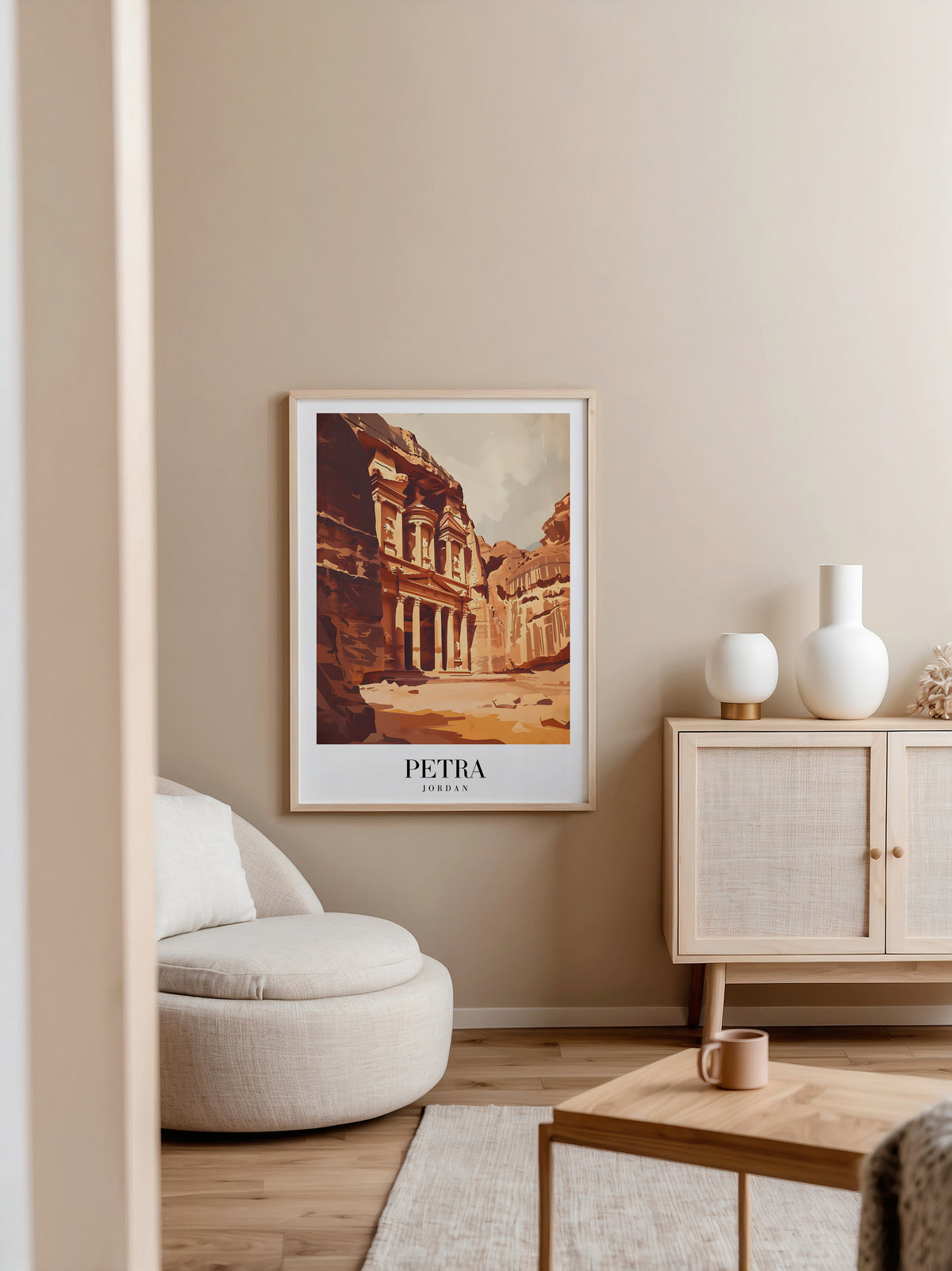 Mockup av The Petra In Jordan affisch på vägg – köp enkelt hos Bozetto i hög kvalitet