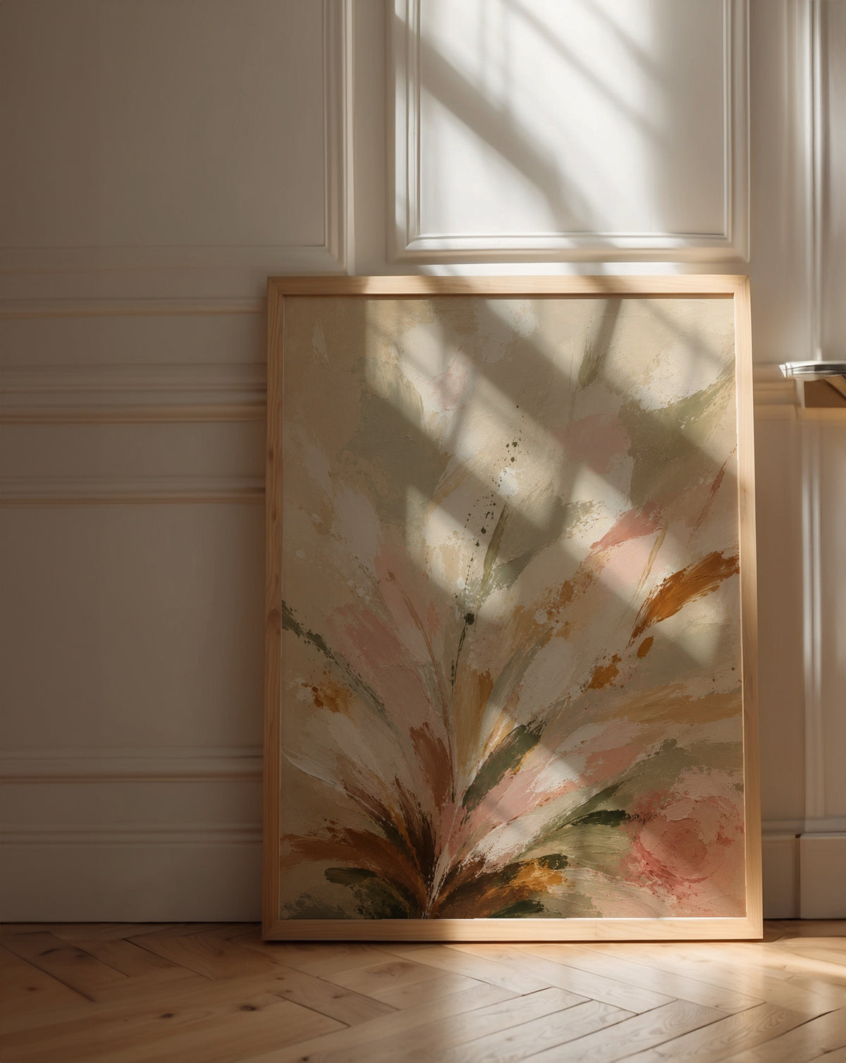 Petal Burst affisch i ljust minimalistiskt vardagsrum – köp enkelt hos Bozetto i hög kvalitet