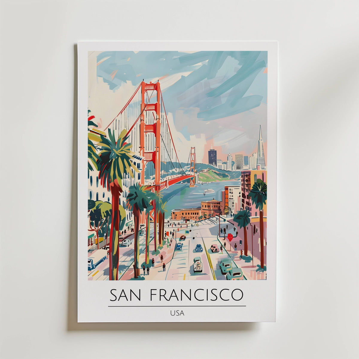 San Francisco Golden Gate Vista affisch på neutral bakgrund – poster från Bozetto