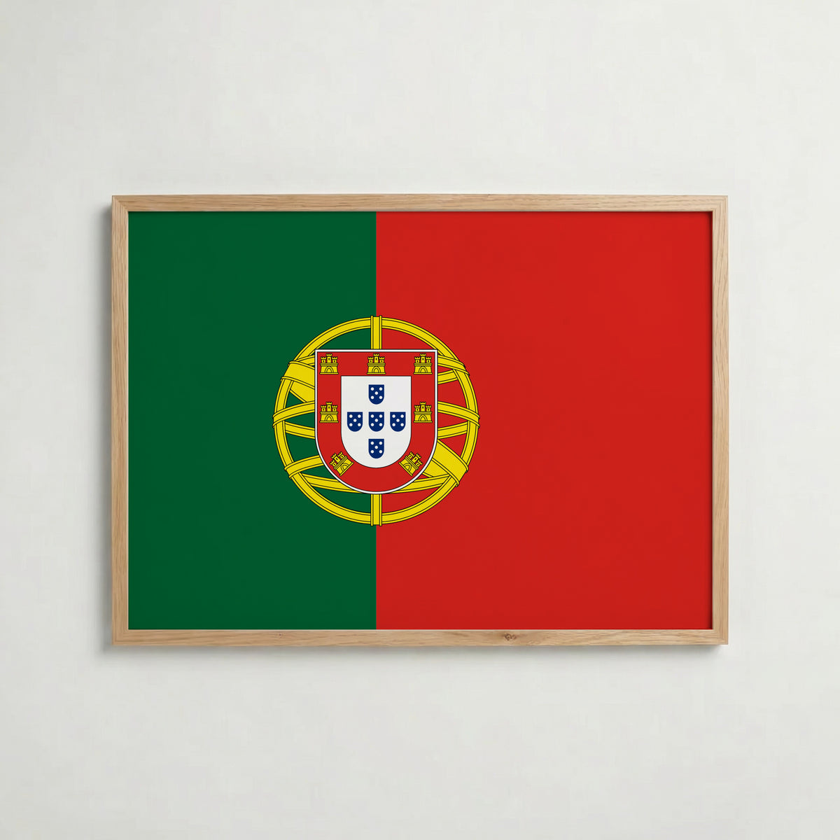 Portugal National Flag Poster i ekram – inramad konsttryck för stilren inredning hos Bozetto