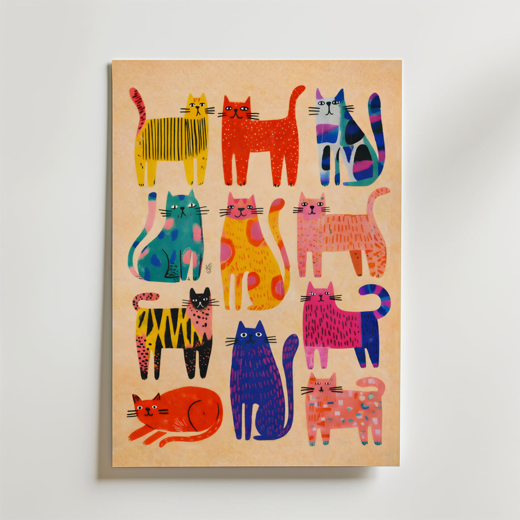 Bundle 4-pack Playful Cats Gallery – kuraterad postercollection som lyfter hemmet hos Bozetto