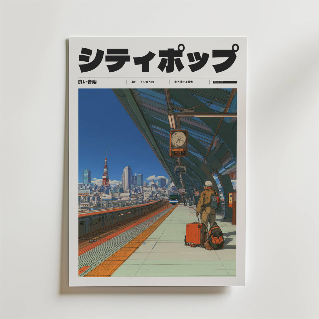 Väggmockup av Urban Journey affisch på ljus tegelvägg – Bozetto konsttryck i hög tryckkvalitet