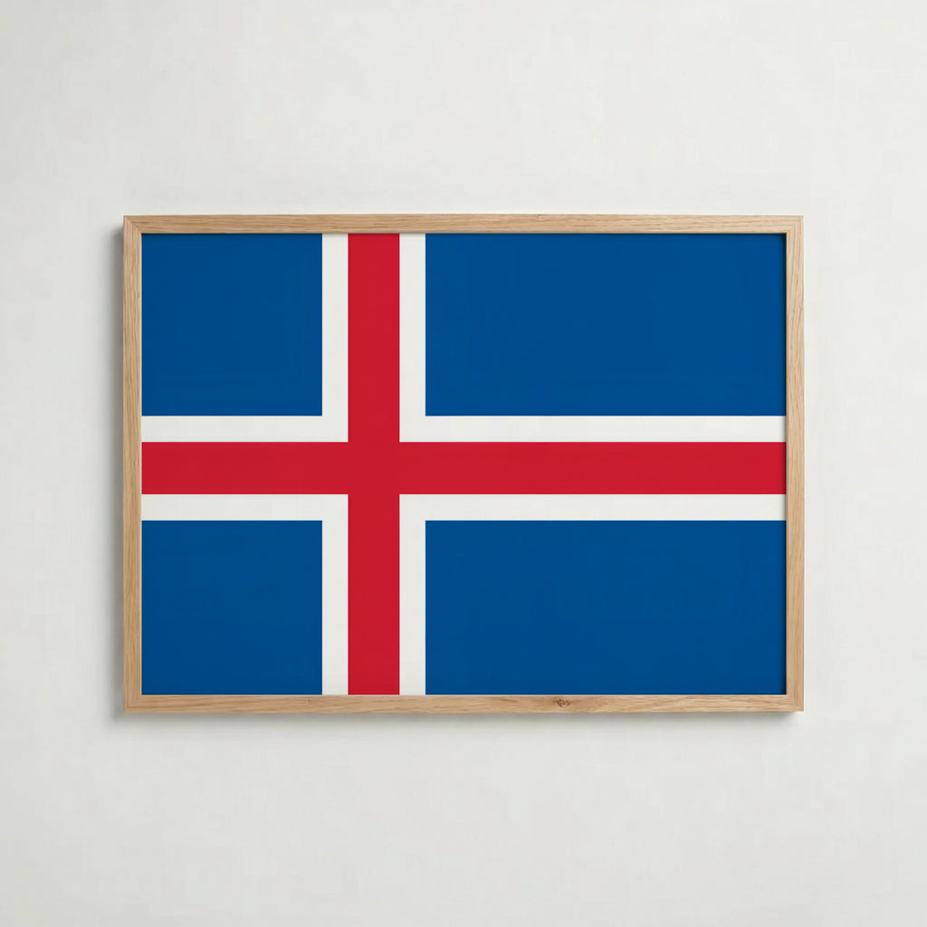 Iceland National Flag Poster i ekram – inramad konsttryck för stilren inredning hos Bozetto