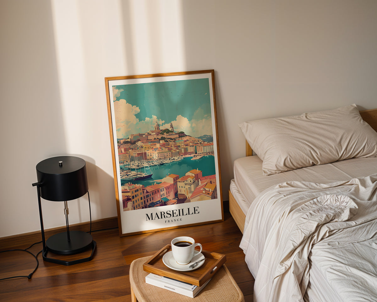 Väggmockup med Colors Of Marseille – köp enkelt hos Bozetto affisch i hög kvalitet
