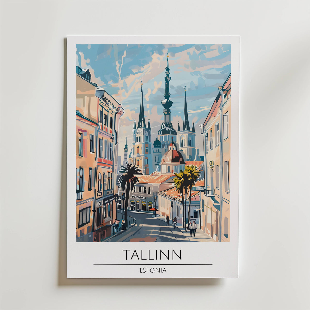 Tallinn Old Town Skyline – stilfullt konsttryck från Bozetto, tryckt på matt finpapper