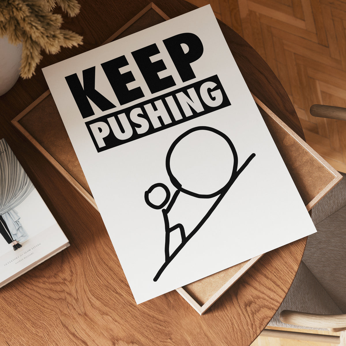 Keep Pushing poster i flera storlekar – jämför mått och välj rätt hos Bozetto i hög tryckkvalitet