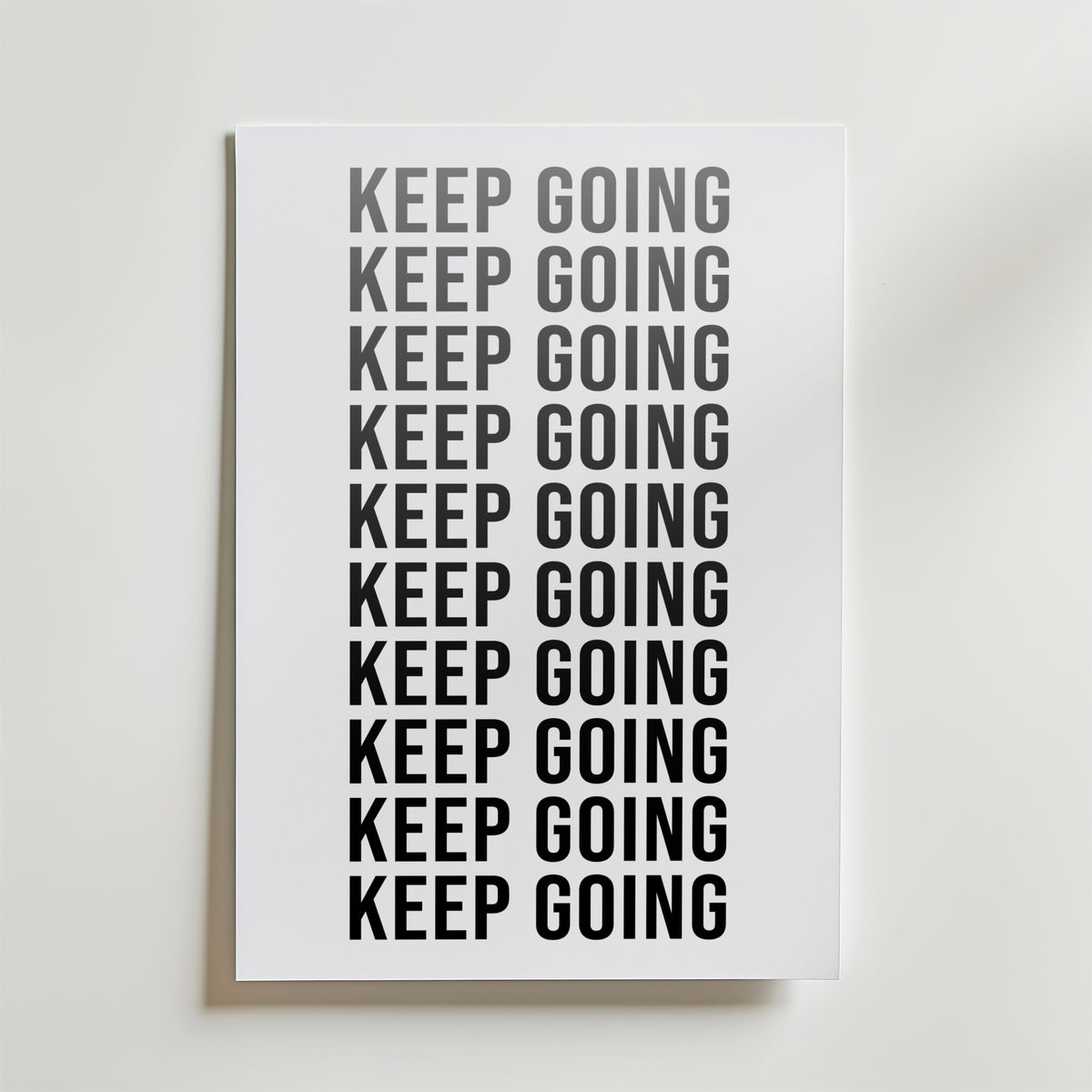 Storleksjämförelse för Keep Going Repetition affisch – Bozetto erbjuder flera format
