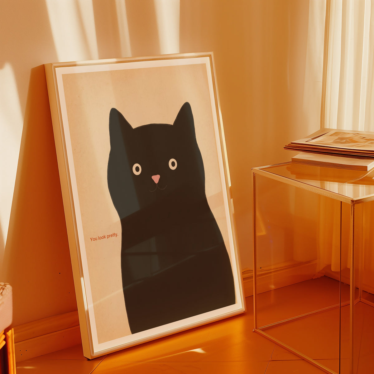 Mockup av You Look Pretty affisch på vägg – köp enkelt hos Bozetto i hög kvalitet