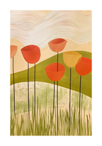 Abstract floral poppies poster visad rakt fram – Bozetto affisch i hög tryckkvalitet