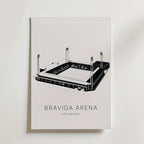 Bravida Arena affisch inramad i neutral ram – se hur konsttrycket ser ut, Bozetto