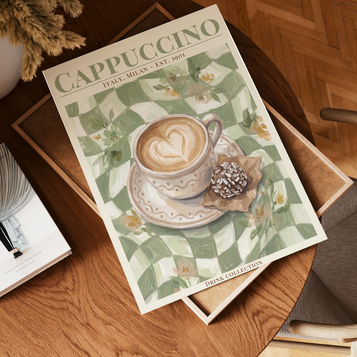 Cappuccino – stilfullt konsttryck från Bozetto, tryckt på matt finpapper i hög tryckkvalitet