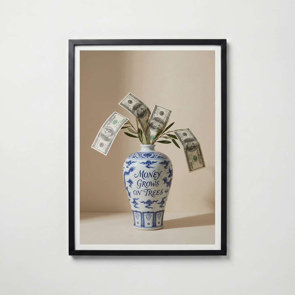 Money Grows Poster i svart ram från Bozetto