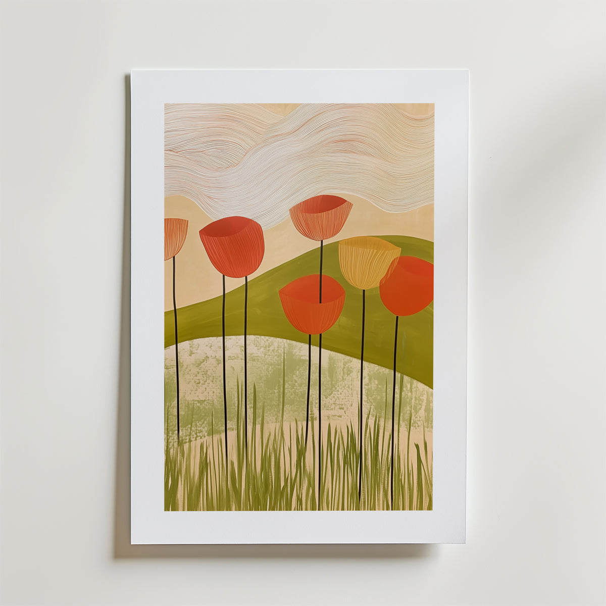 Abstract floral poppies – stilfullt konsttryck från Bozetto, tryckt på matt finpapper
