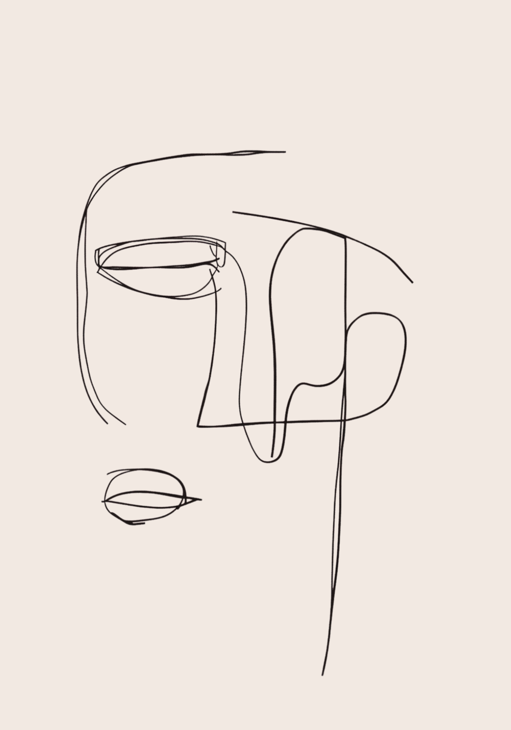 Abstract One Line Face poster visad rakt fram – Bozetto affisch i hög tryckkvalitet