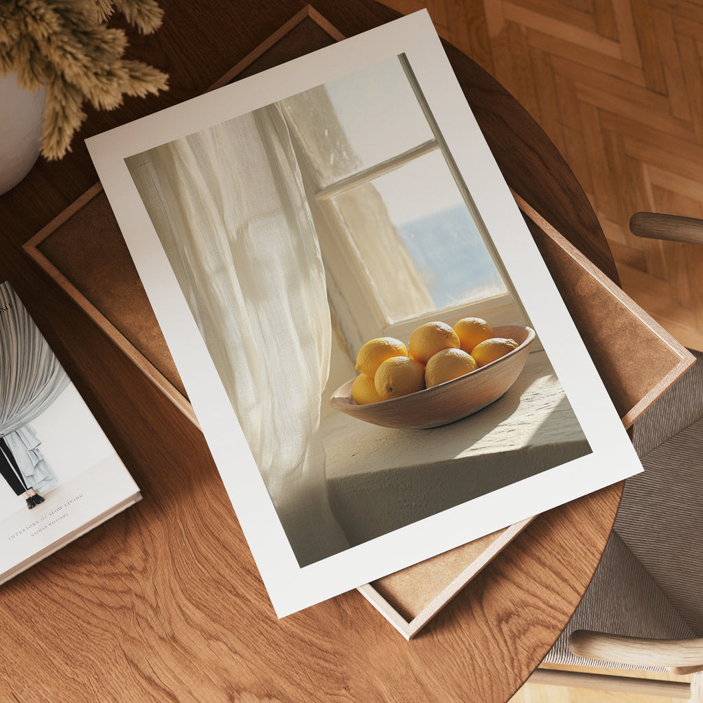 Lemon Bowl Poster – modern konst och stilren konsttryck för hemmet hos Bozetto