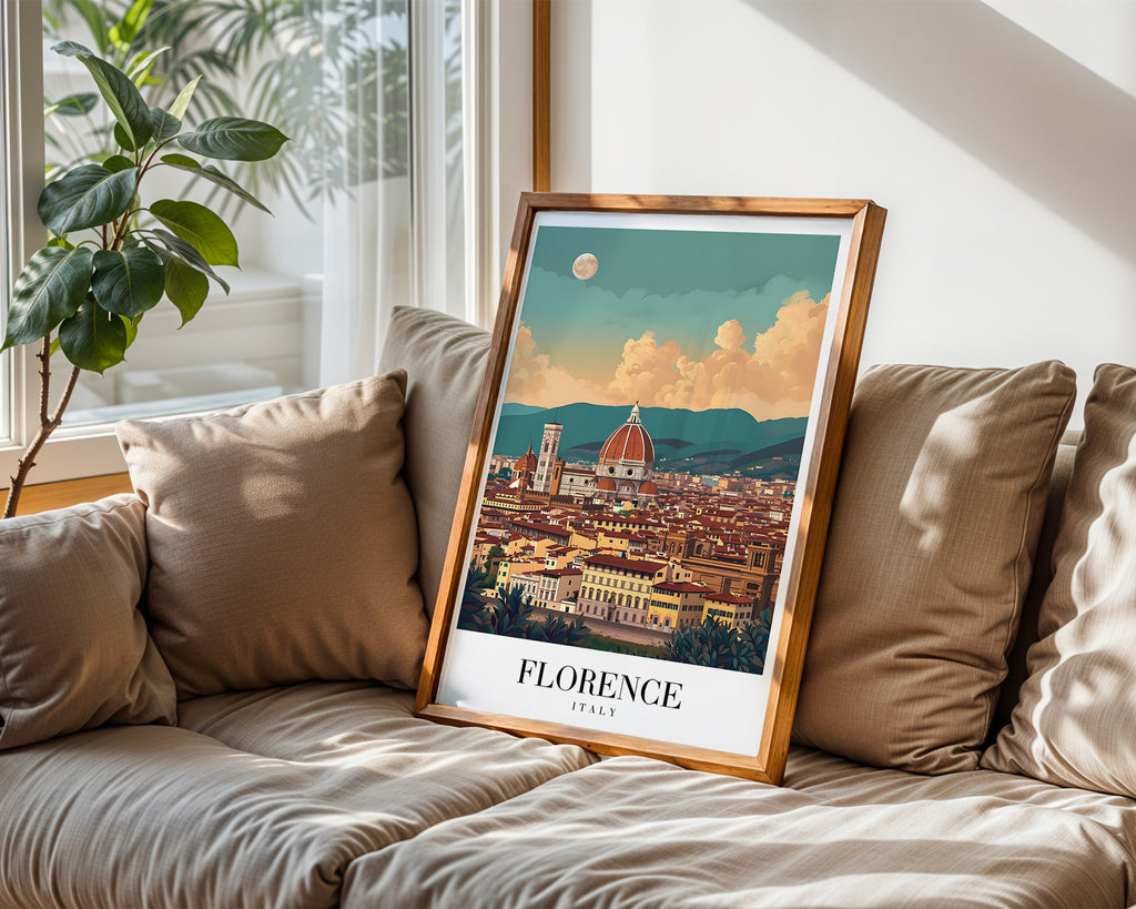 Florence Beneath The Moon poster visualiserad på vägg – från Bozetto i hög kvalitet