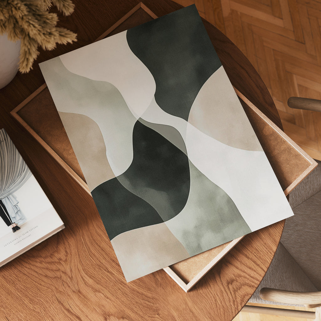 Abstract Green Shapes No.3 – affisch med stilfullt motiv från Bozetto i hög kvalitet