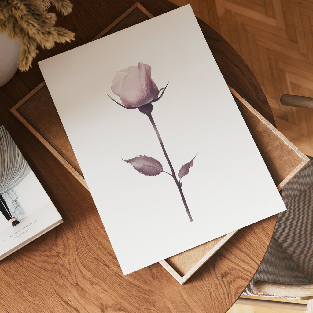 Elegant pink rose stem – affisch med stilfullt motiv från Bozetto i hög kvalitet