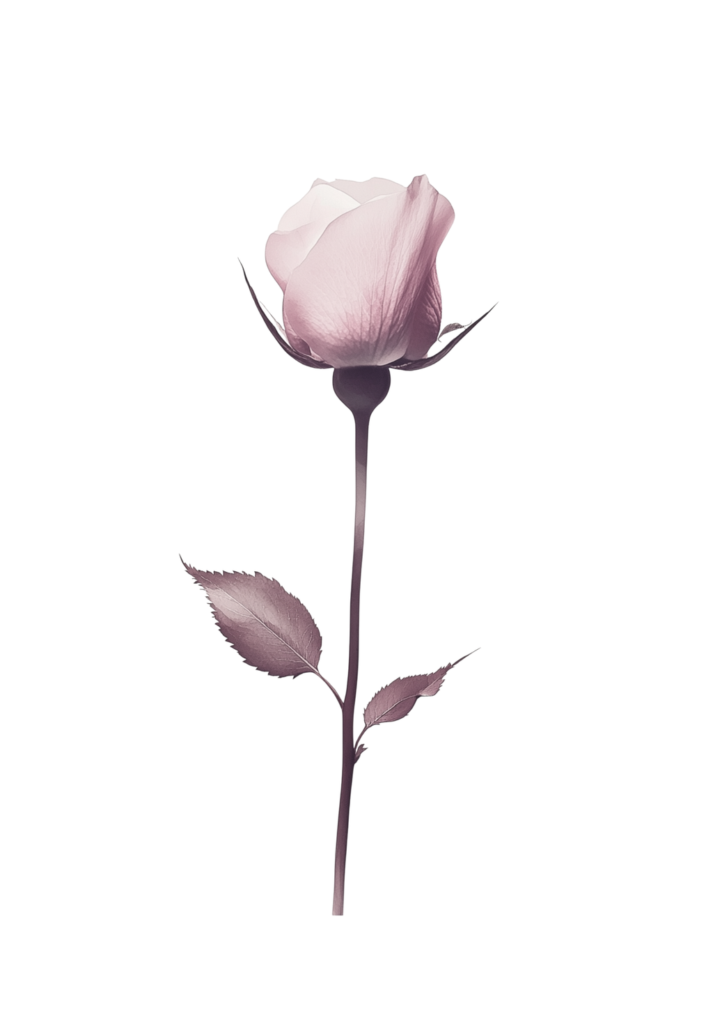Elegant pink rose stem poster visad rakt fram – Bozetto affisch i hög tryckkvalitet