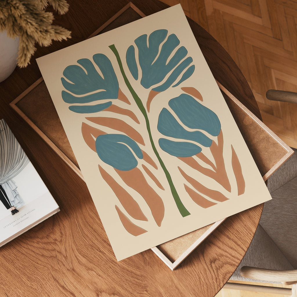 Storleksjämförelse för Abstract botanical affisch – Bozetto erbjuder flera format