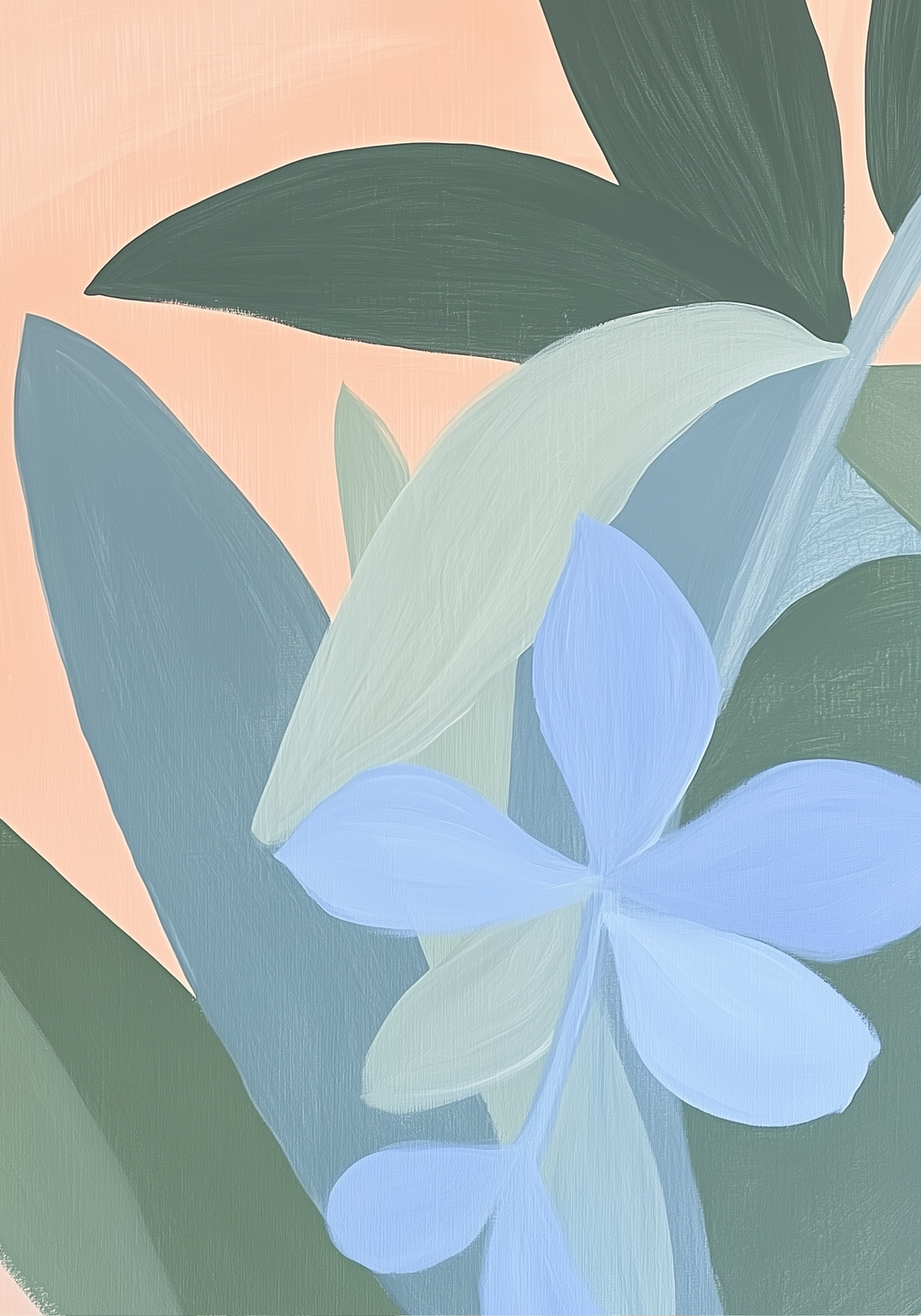 Abstract Blue Flowers – affisch med snyggt motiv, köp enkelt hos Bozetto i flera storlekar