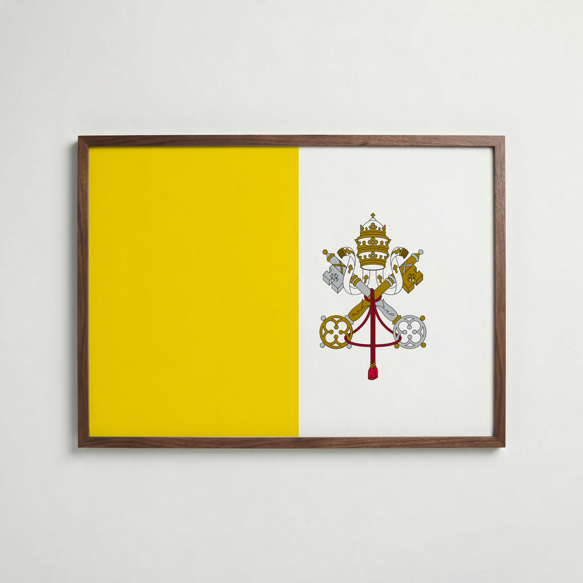 Vatican City National Flag Poster i valnötsram – varm konstaffisch för hemmet från Bozetto