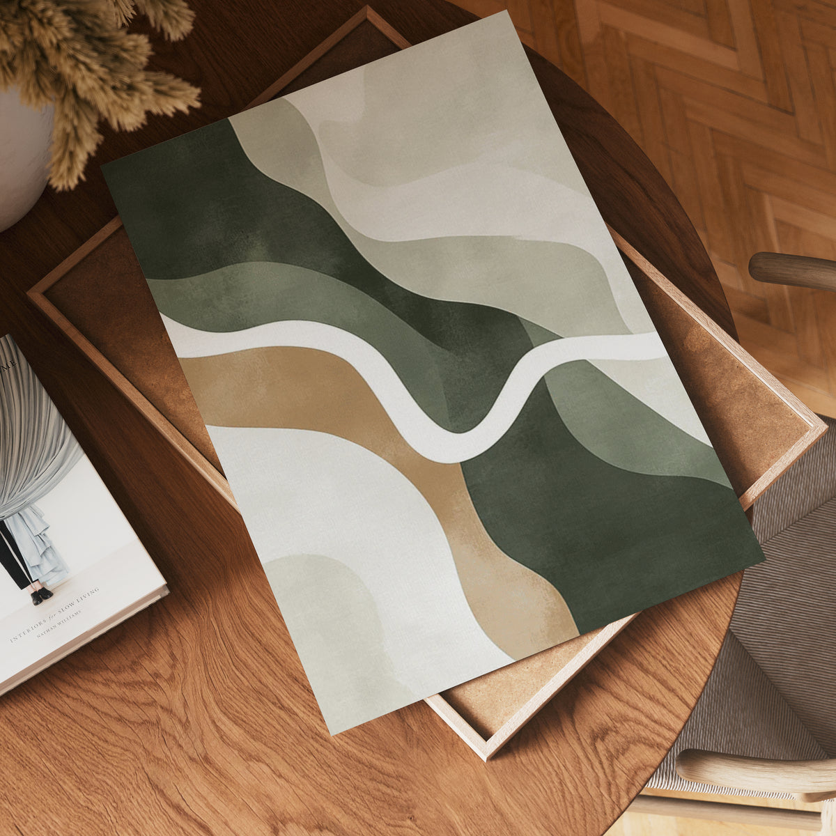 Abstract Green Shapes – köp enkelt hos Bozetto konsttryck i hög kvalitet i hög kvalitet