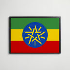 Ethiopia National Flag Poster i svart ram – stilren konsttryck som väggdekor från Bozetto