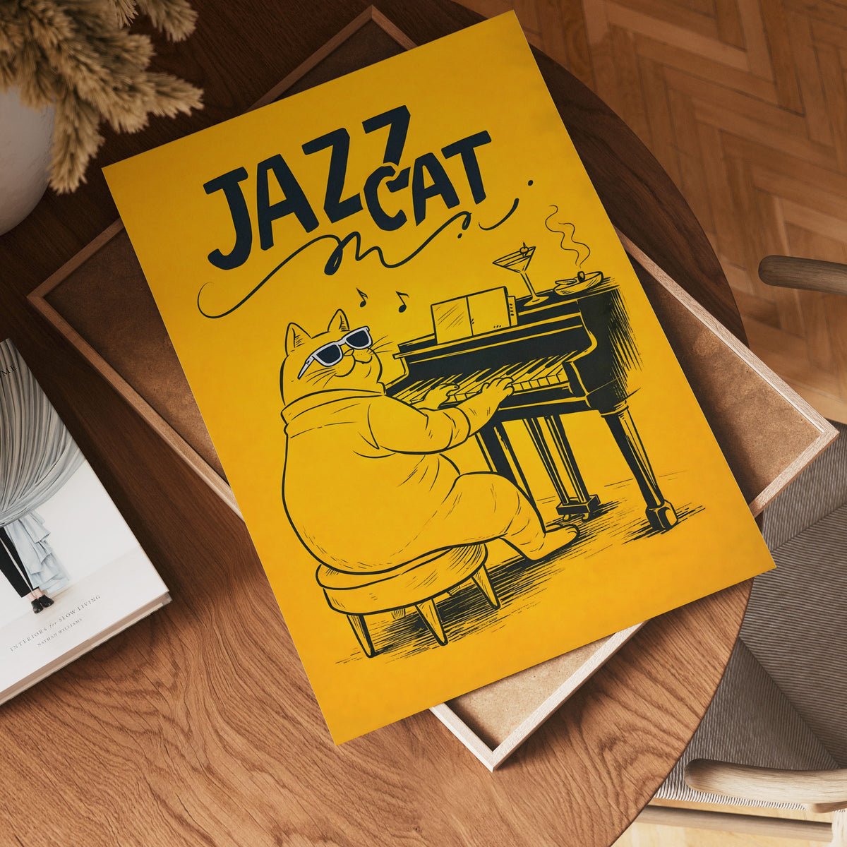 Jazz Cat poster visad rakt fram – Bozetto affisch i hög tryckkvalitet i hög tryckkvalitet