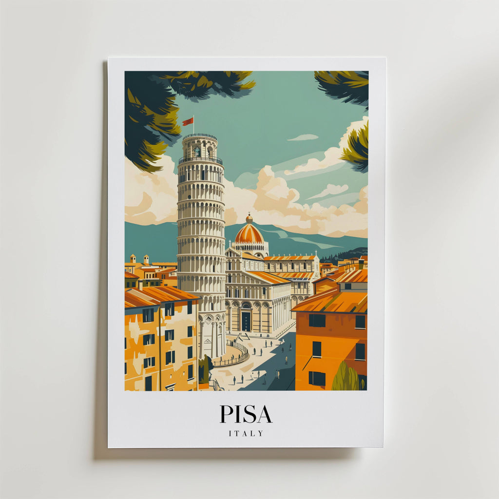 The Leaning Charm Of Pisa – stilfullt konsttryck från Bozetto, tryckt på matt finpapper