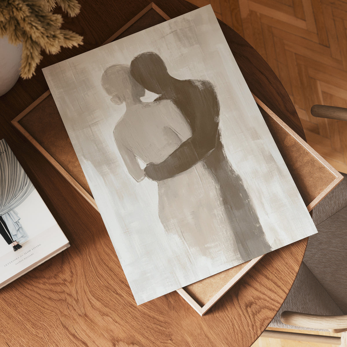 Abstract Love konsttryck på vit bakgrund – elegant Bozetto affisch för hemmet i hög tryckkvalitet