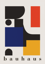 Bauhaus Geometric Shapes affisch på vit bakgrund – köp enkelt hos Bozetto i hög kvalitet