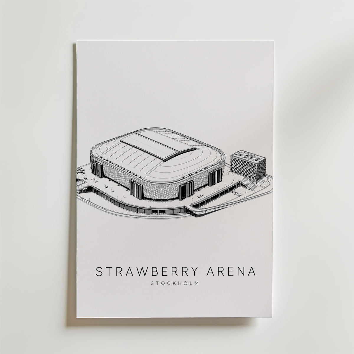 Strawberry Arena affisch inramad i neutral ram – se hur konsttrycket ser ut, Bozetto
