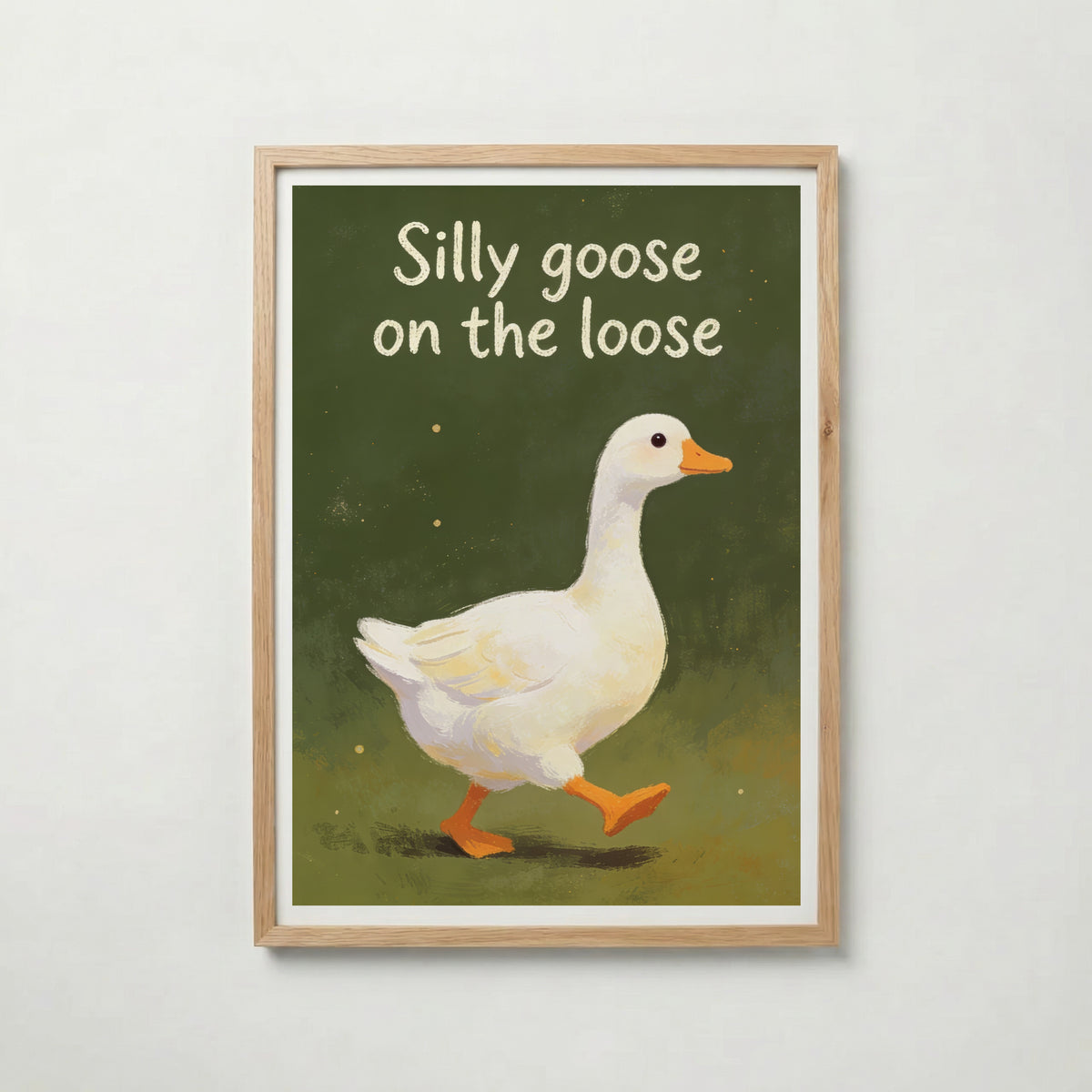 Silly Goose i ekram med ljust trä – köp enkelt hos Bozetto affisch i hög kvalitet