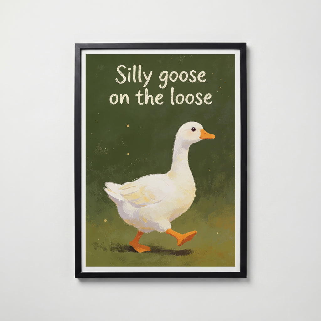 Silly Goose affisch i modern svart ram – stark kontrast och stil, Bozetto poster