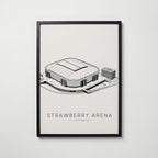 Strawberry Arena i svart ram på vägg – köp enkelt hos Bozetto affisch i hög kvalitet