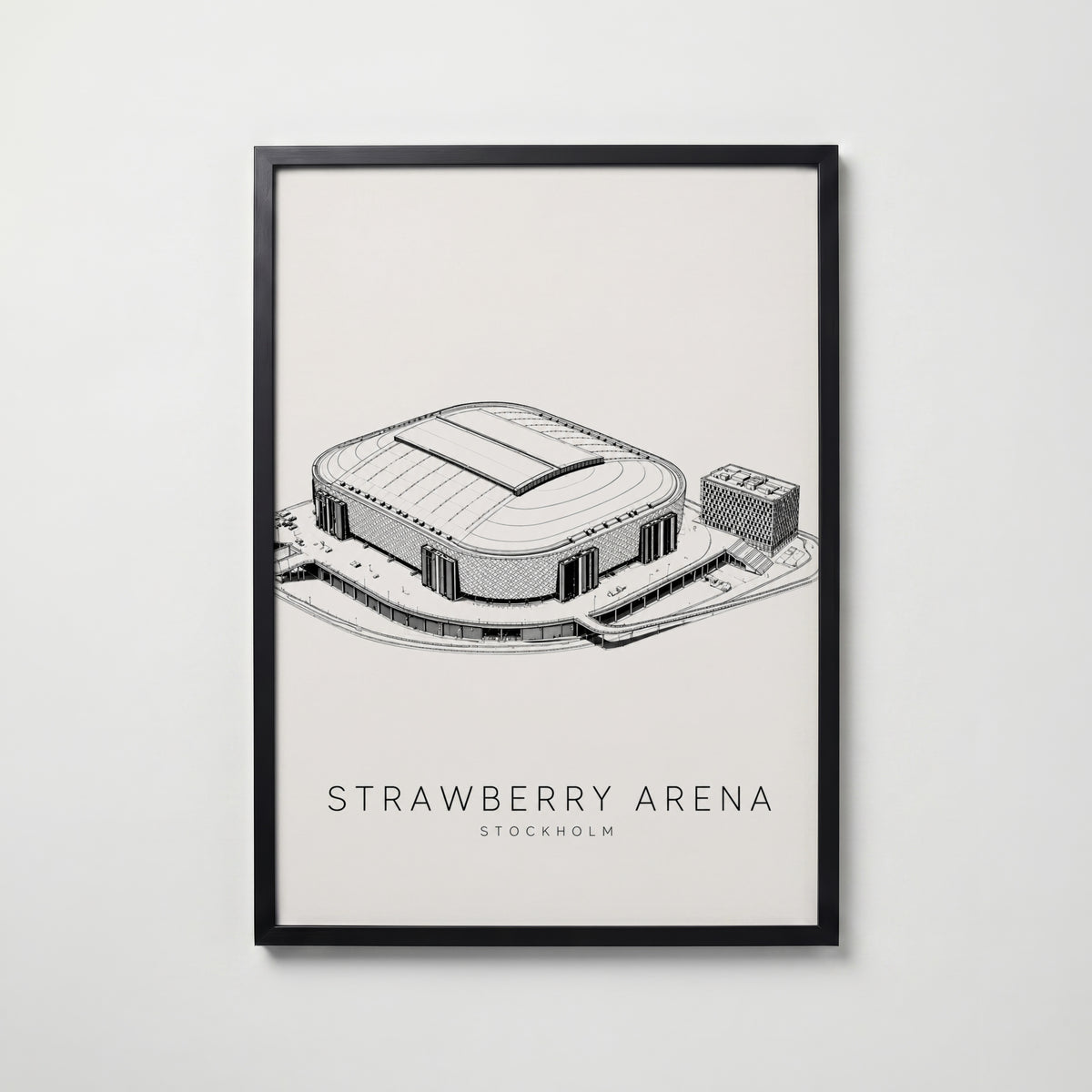 Strawberry Arena i svart ram på vägg – köp enkelt hos Bozetto affisch i hög kvalitet