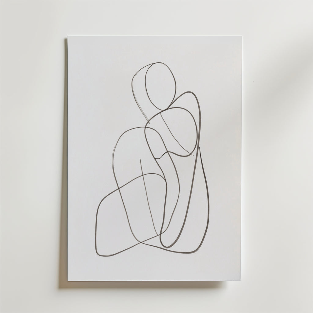 Seated Abstract Figure – stilfullt konsttryck från Bozetto, tryckt på matt finpapper