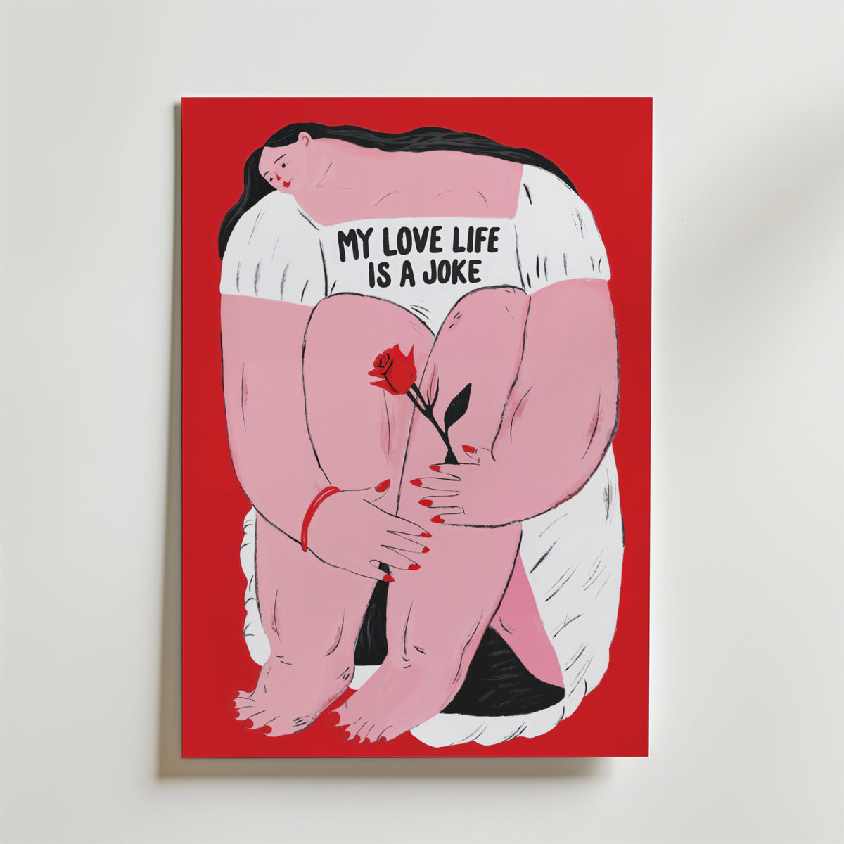 My Love Life Is a Joke – stilfullt konsttryck från Bozetto, tryckt på matt finpapper