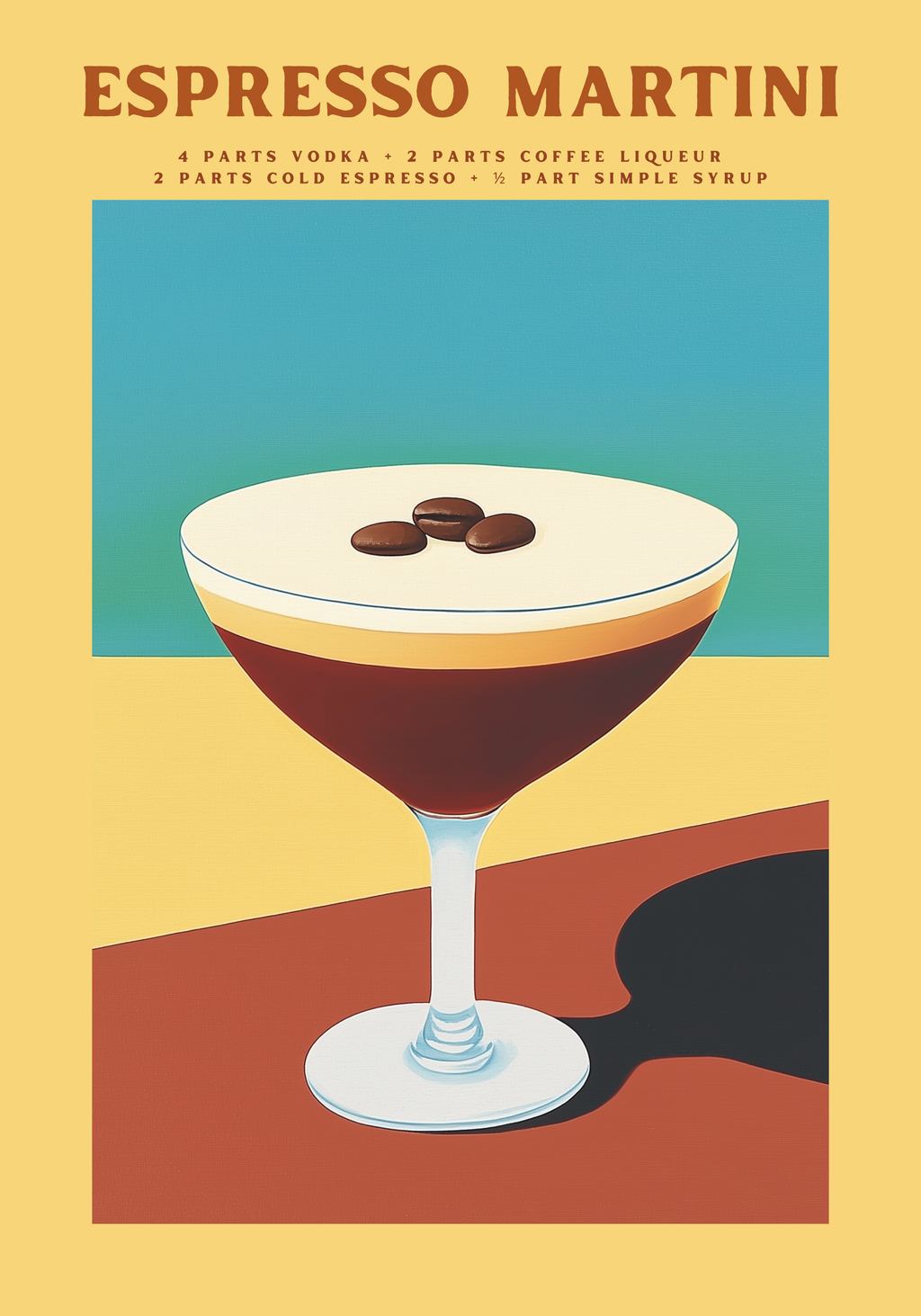 Espresso Martini Cocktail poster visad rakt fram – Bozetto affisch i hög tryckkvalitet