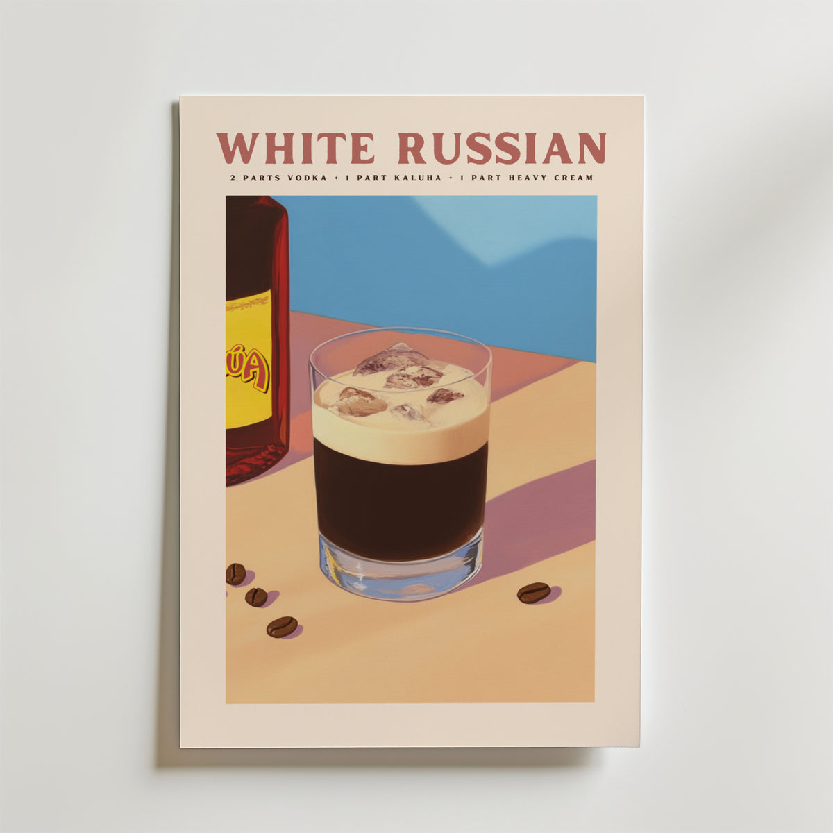 White Russian Cocktail – stilfullt konsttryck från Bozetto, tryckt på matt finpapper