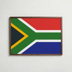 South Africa National Flag Poster i valnötsram – varm konstaffisch för hemmet från Bozetto