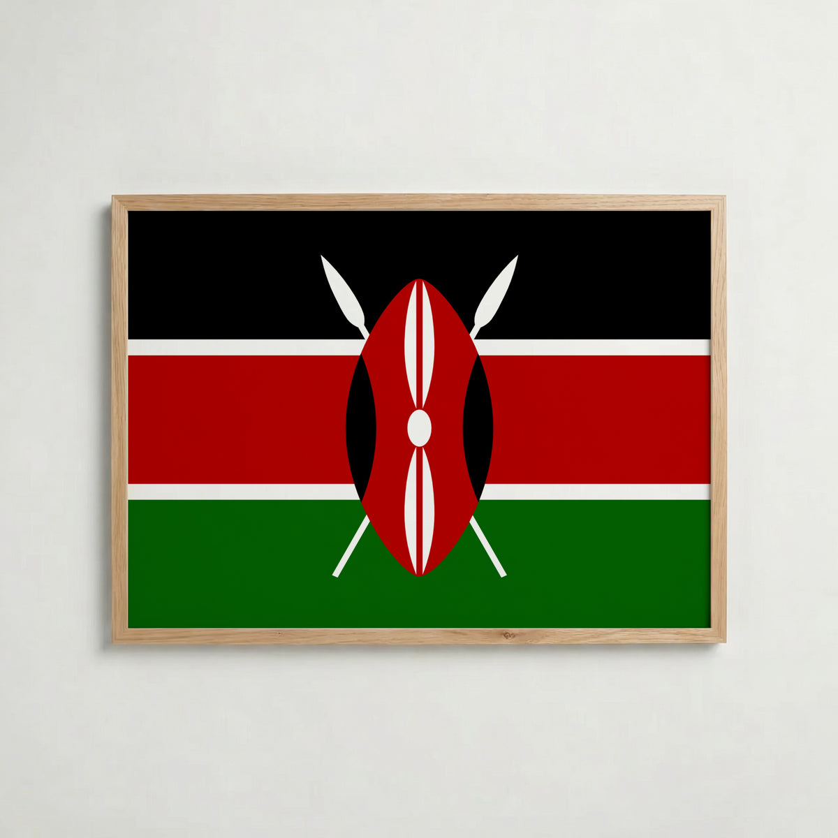 Kenya National Flag Poster i ekram – inramad konsttryck för stilren inredning hos Bozetto