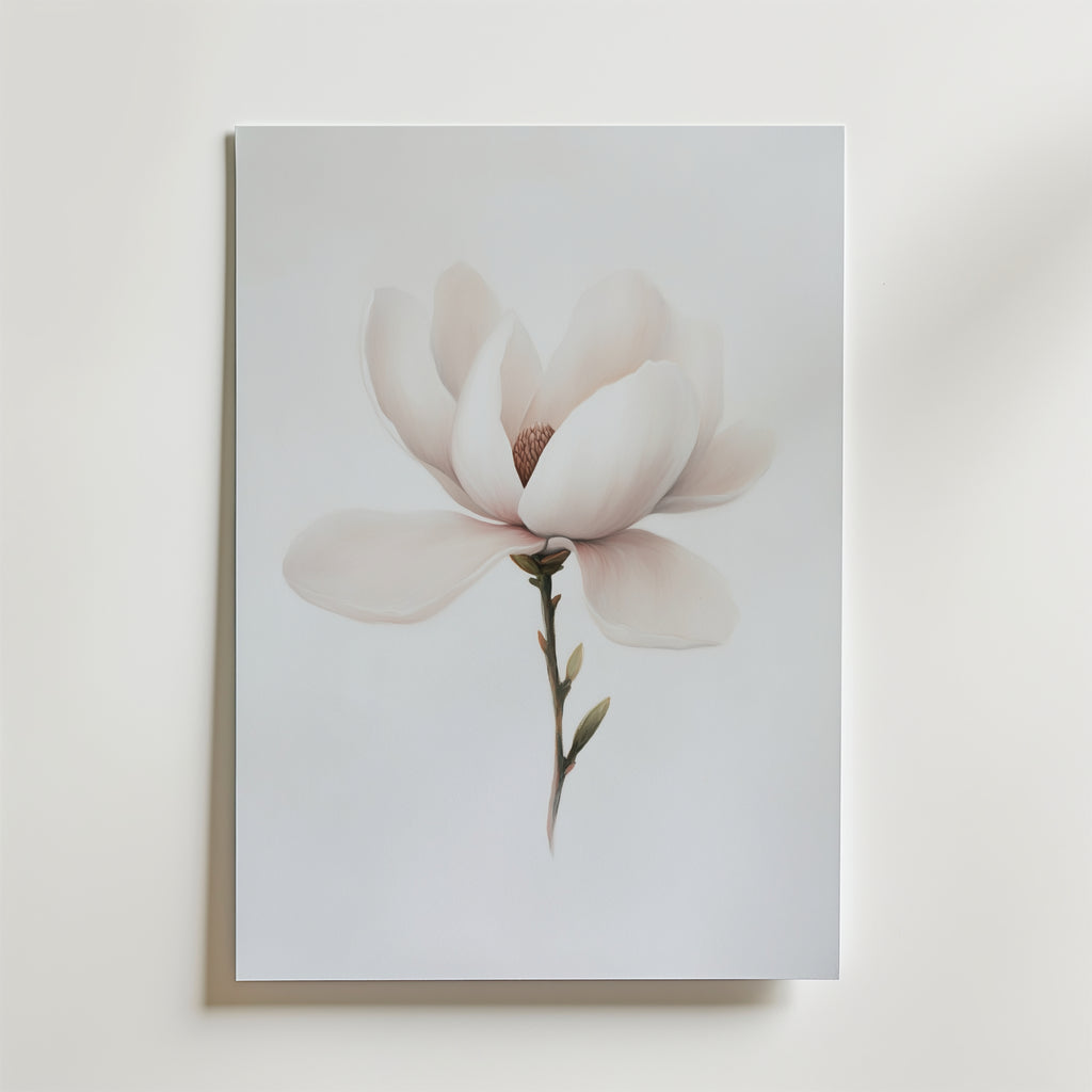 Minimalist magnolia – stilfullt konsttryck från Bozetto, tryckt på matt finpapper