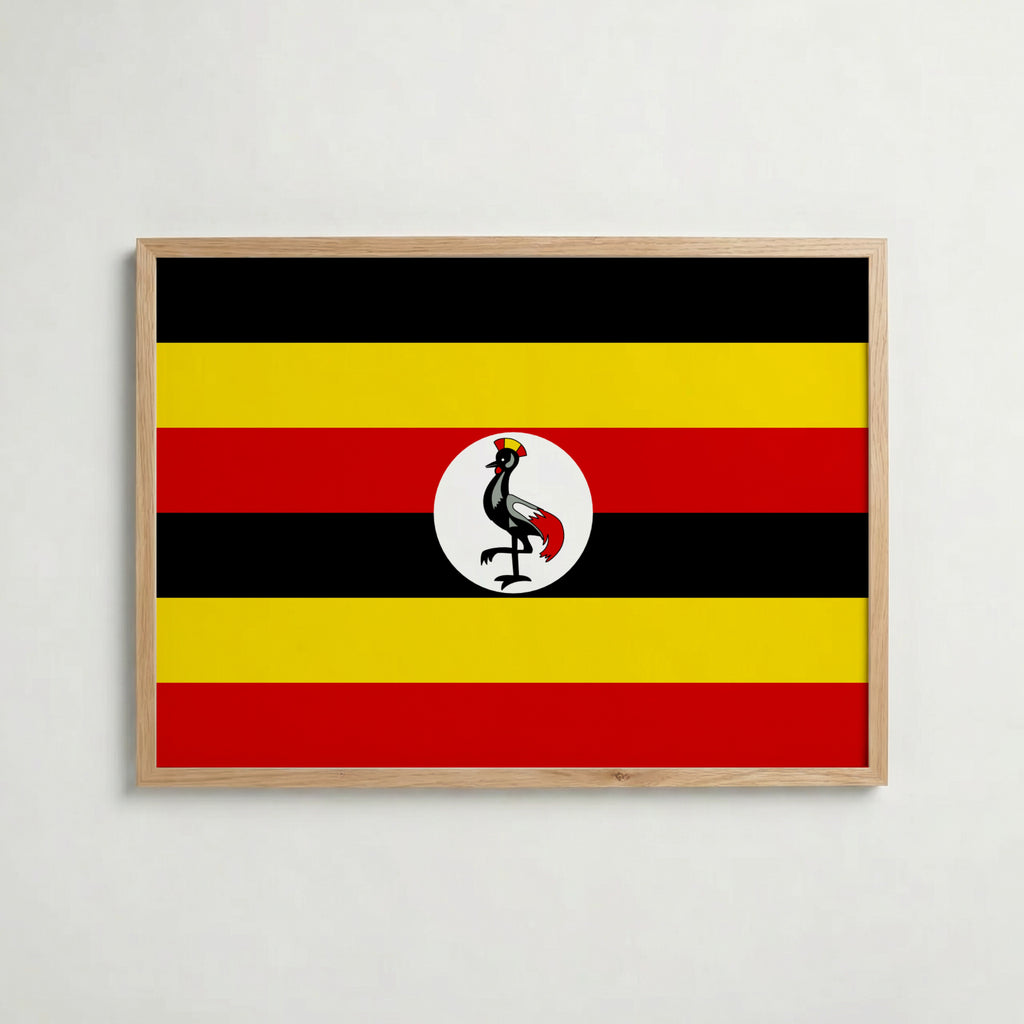 Uganda National Flag Poster i ekram – inramad konsttryck för stilren inredning hos Bozetto