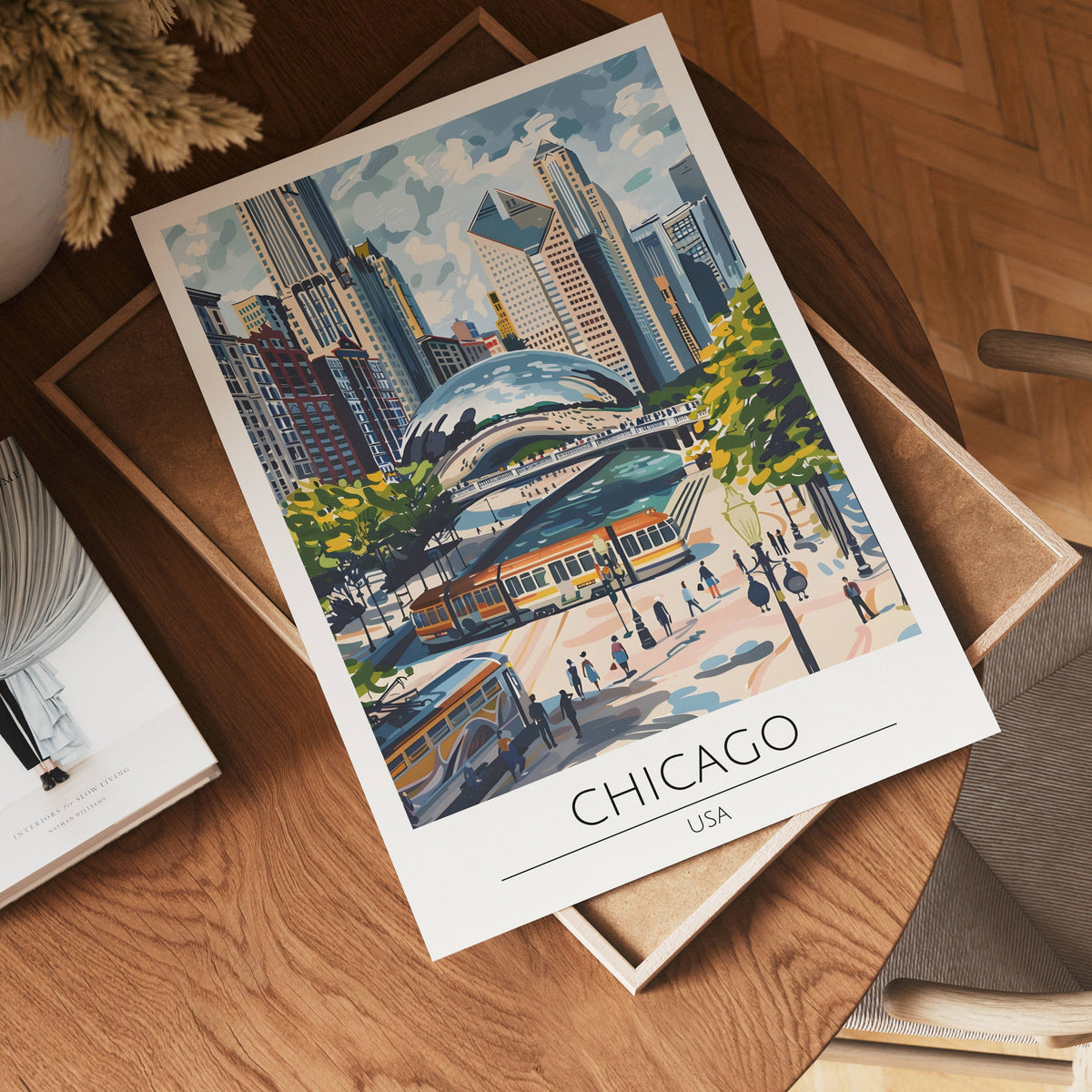 Chicago City Reflections – affisch med stilfullt motiv från Bozetto i hög kvalitet