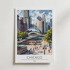 Chicago City Reflections – stilfullt konsttryck från Bozetto, tryckt på matt finpapper