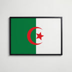 Algeria National Flag Poster i svart ram – stilren konsttryck som väggdekor från Bozetto