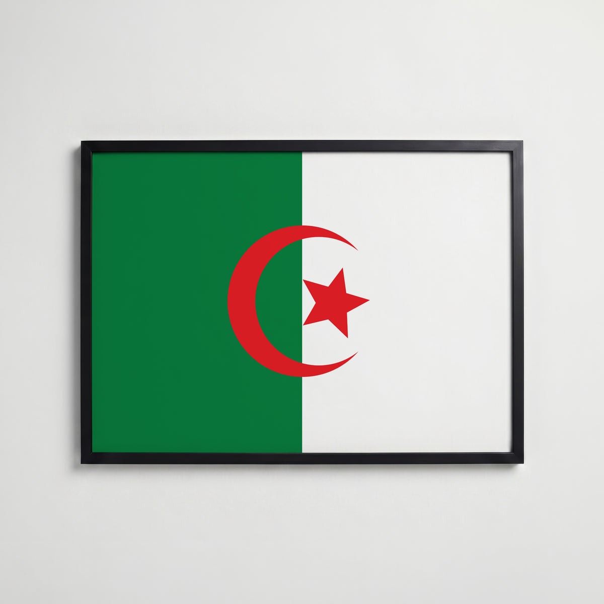 Algeria National Flag Poster i svart ram – stilren konsttryck som väggdekor från Bozetto