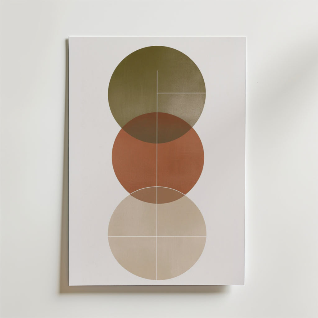 Abstract Round Shapes – stilfullt konsttryck från Bozetto, tryckt på matt finpapper
